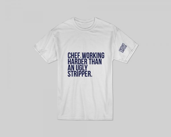 White T-shirt with Working Hard slogan