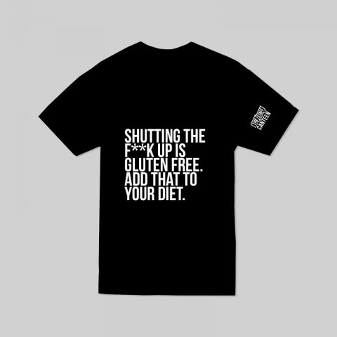 Black T-shirt with Gluten Free slogan