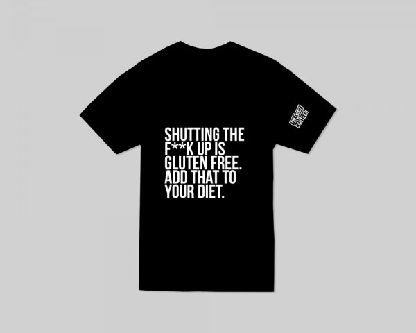 Black T-shirt with Gluten Free slogan