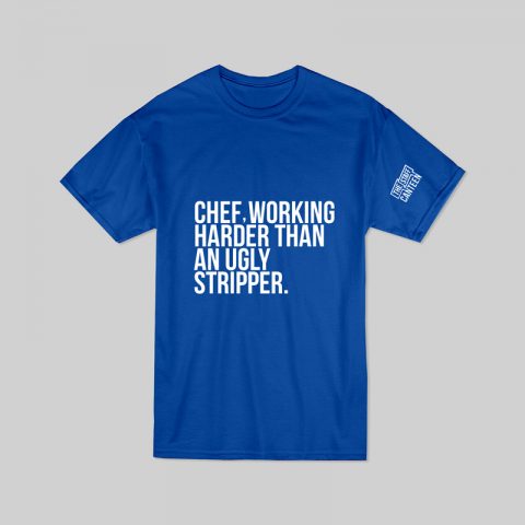 Blue T-shirt with Working Hard slogan