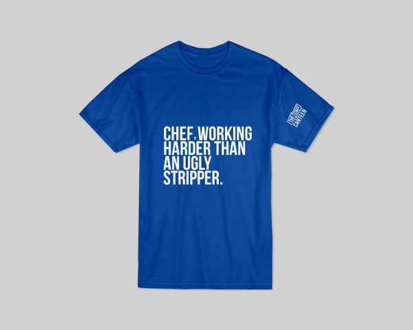 Blue T-shirt with Working Hard slogan