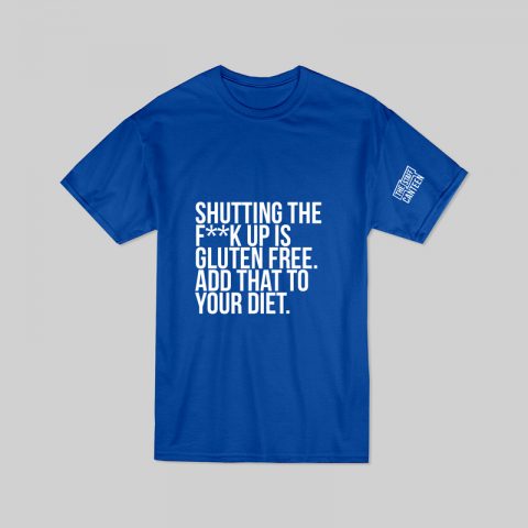 Blue T-shirt with Gluten Free slogan