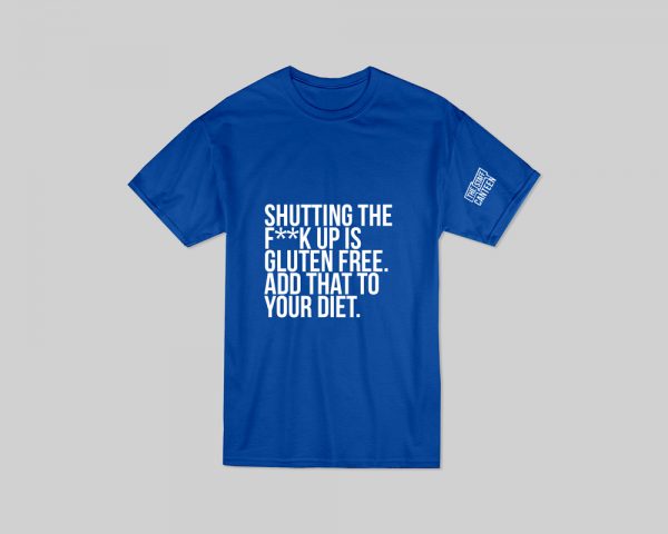 Blue T-shirt with Gluten Free slogan